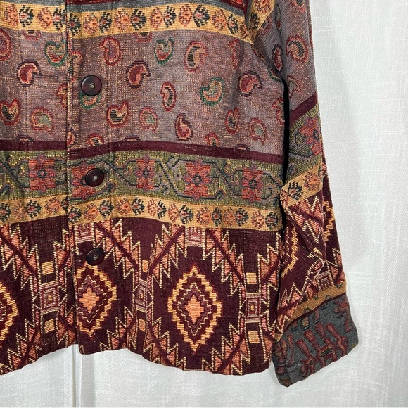 Vintage Monterey Bay Southwestern Aztec Paisley Tapestry Jacket - Picture 6 of 8